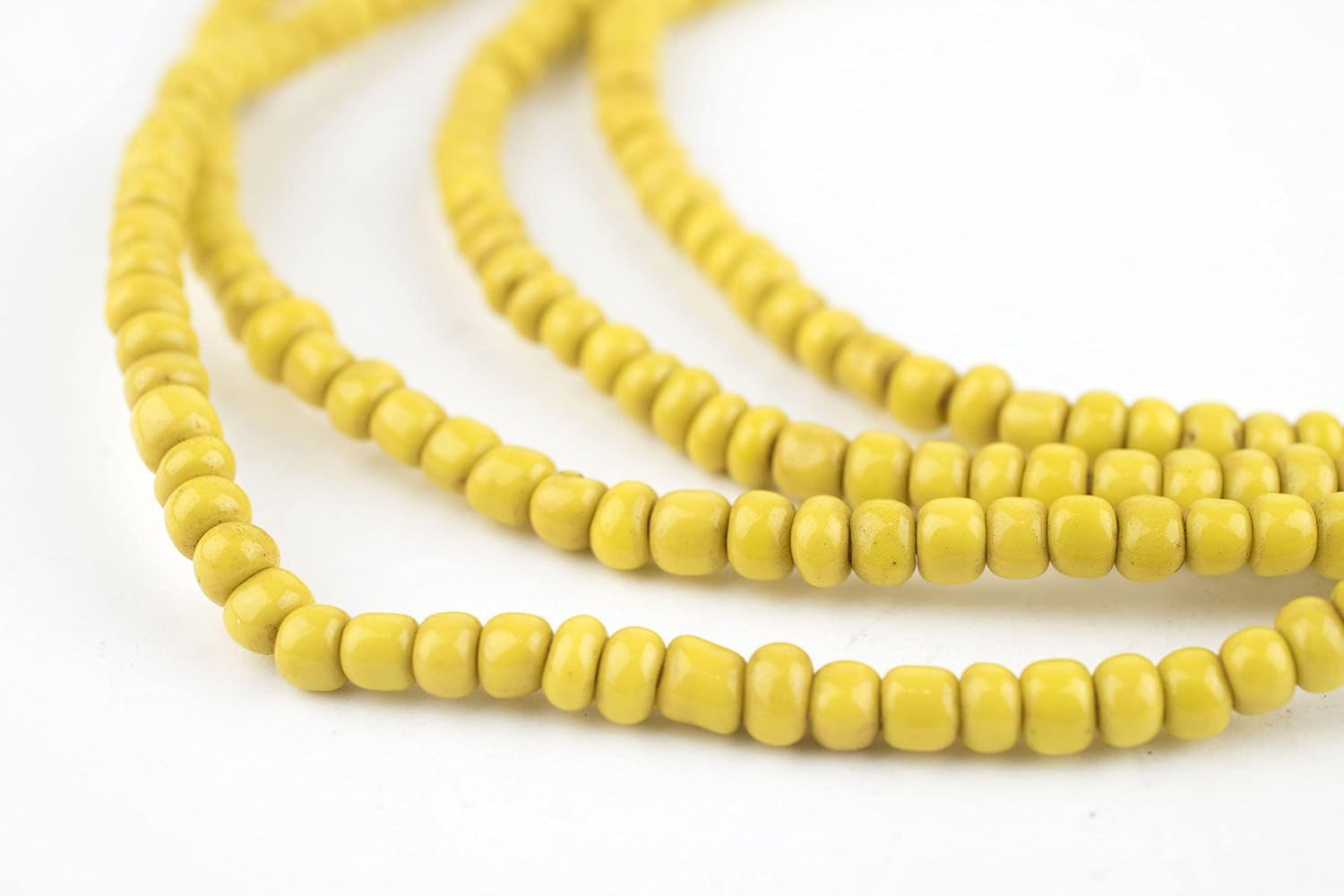 The Bead Chest Sunflower Yellow Glass Beads (2 Strands), Ghanaian Glass Beads