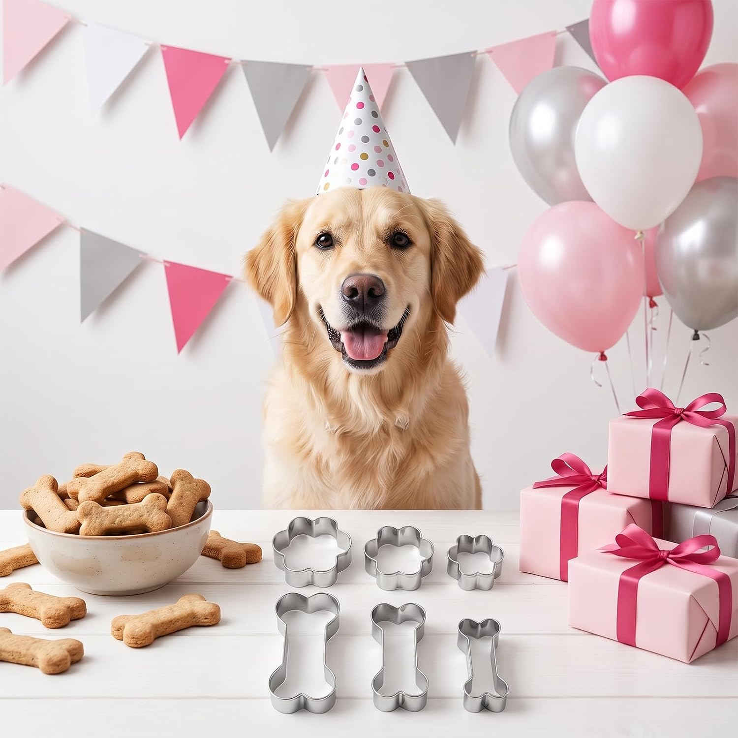 Dog Bone Cookie Cutters 6 Pcs Stainless Steel Paw Print Cookie Cutter Set