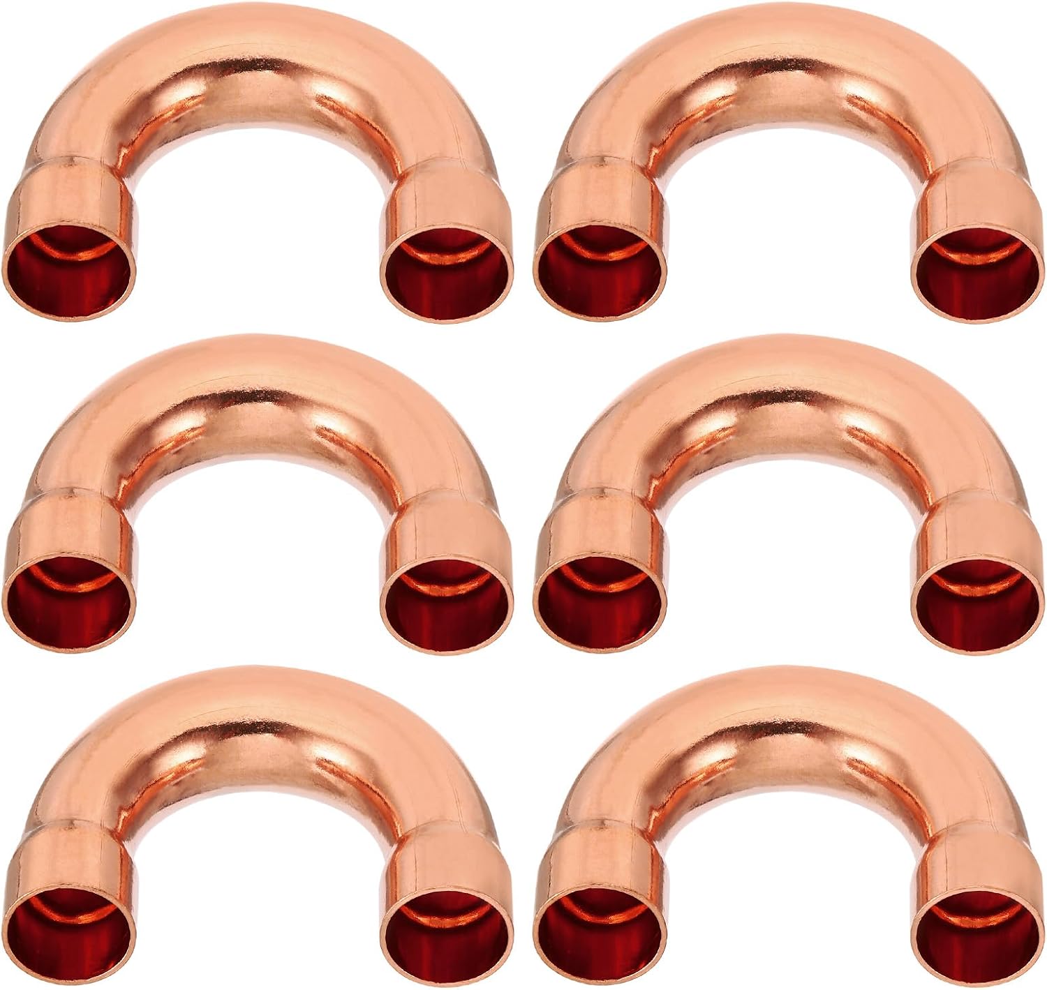 PATIKIL 5/8 Inch ID Copper Pipe Fittings, 6 Pcs 180 Degree Return Bend Copper Pipe Sweat Welding Solder Connection for HVAC Air Conditioning Hydraulic