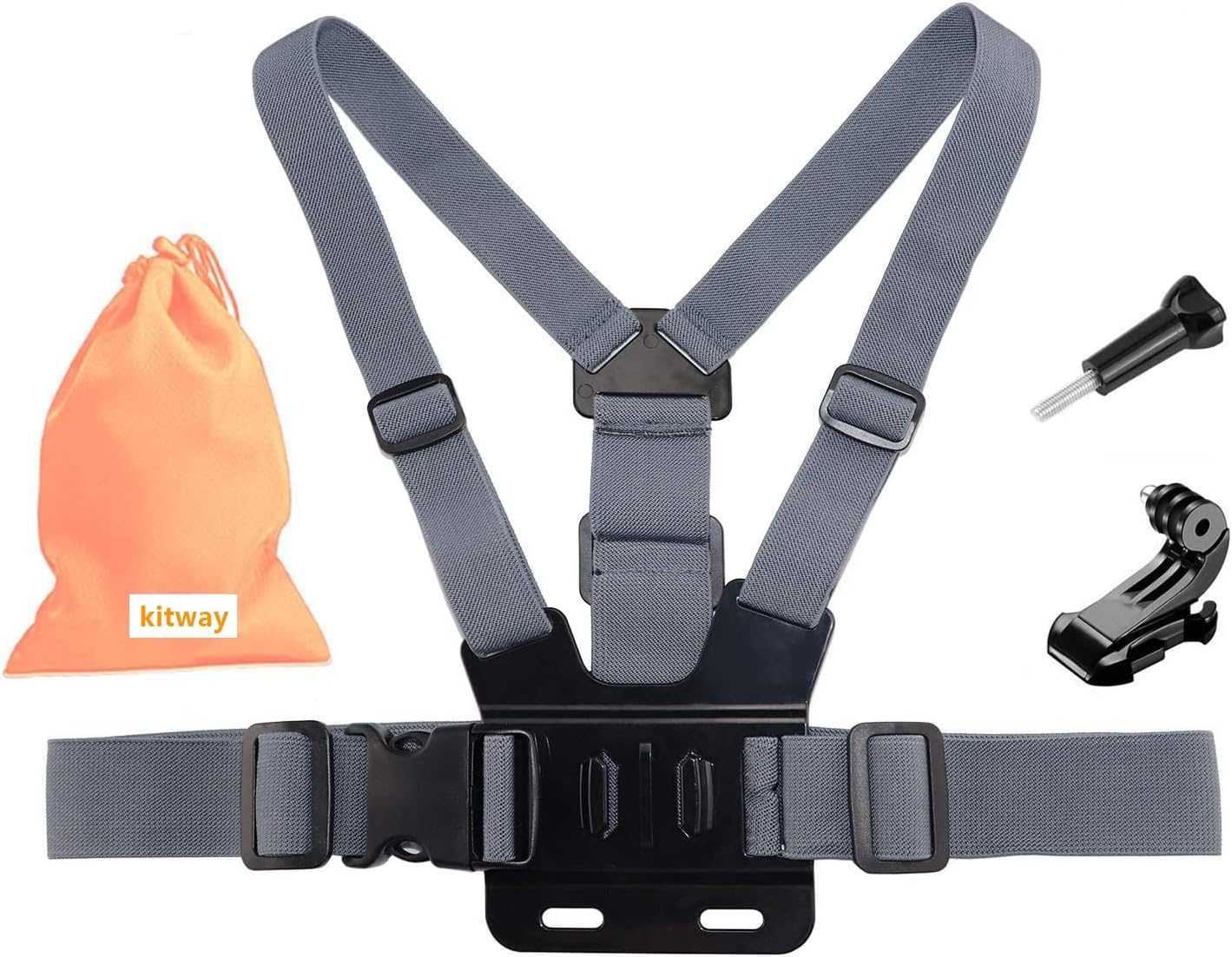 kitway Chest Harness Mount, Adjustable Chesty Strap Elastic Compatible with GoPro Hero10, Hero 9, Hero 8, Hero 7 Black, 7 Silver, 7 White, Hero 6/5/4 Session, 3+, 3/2/1 Hero, DJI Osmo Action Cameras