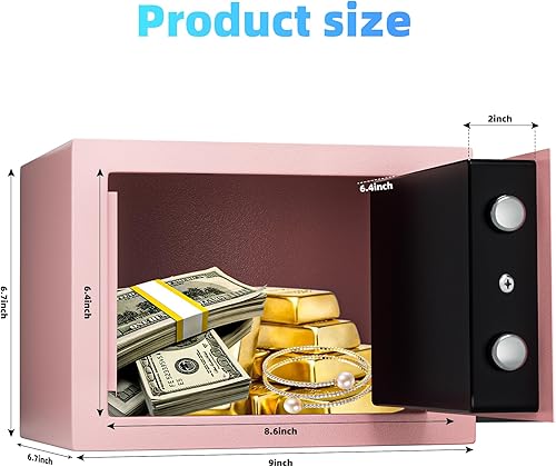 Miniatura 5 de Caja fuerte digital electrónica para dinero, caja de seguridad de acero con teclado, para oficina, hotel, negocios, joyería, pistola, caja fuerte