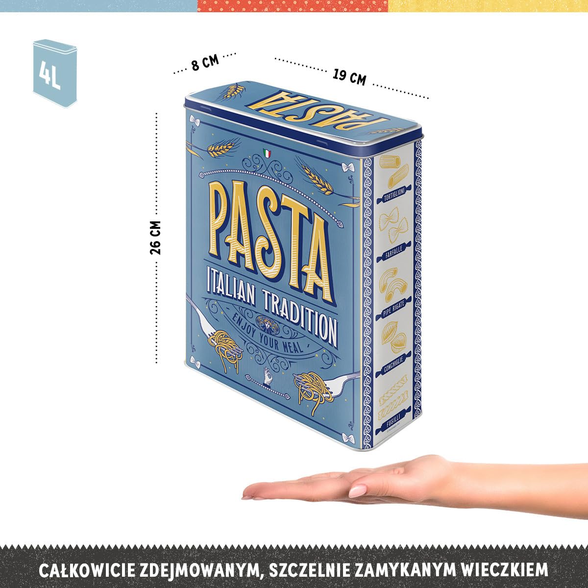 Nostalgic-Art Retro puszka XL, 4 l, Pasta – Pomysł na prezent do kuchni, duży pojemnik na makaron, Styl vintage