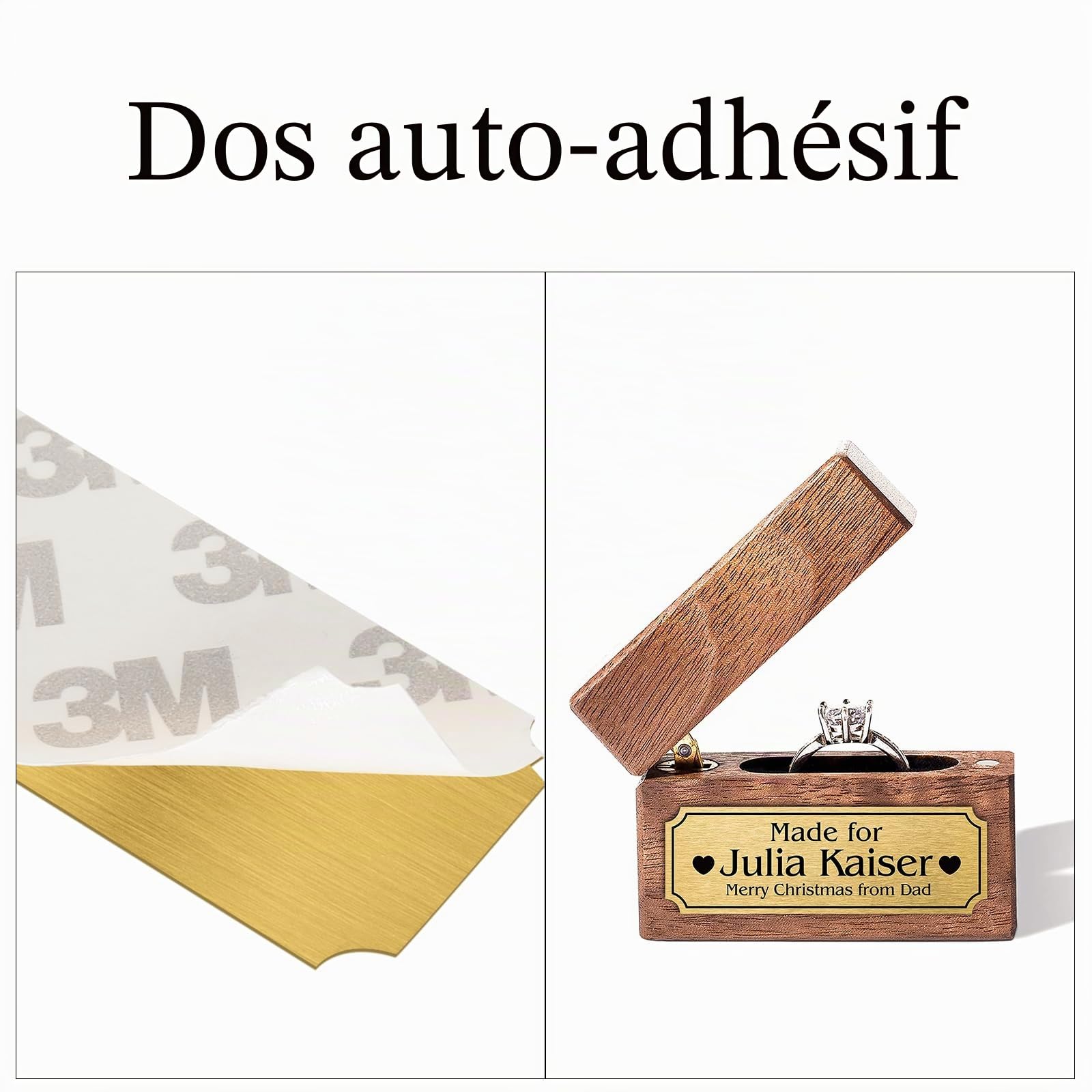 Plaques Nominatives Vierges en Laiton, 30Pcs 3"x1" Plaques Nominatives en Laiton Brossé Carte D’Or Marquage Laser Personnalisé Logo Étiquette Métal Tag, pour Œuvres D’Art, Cadeaux (adhésif arrière)