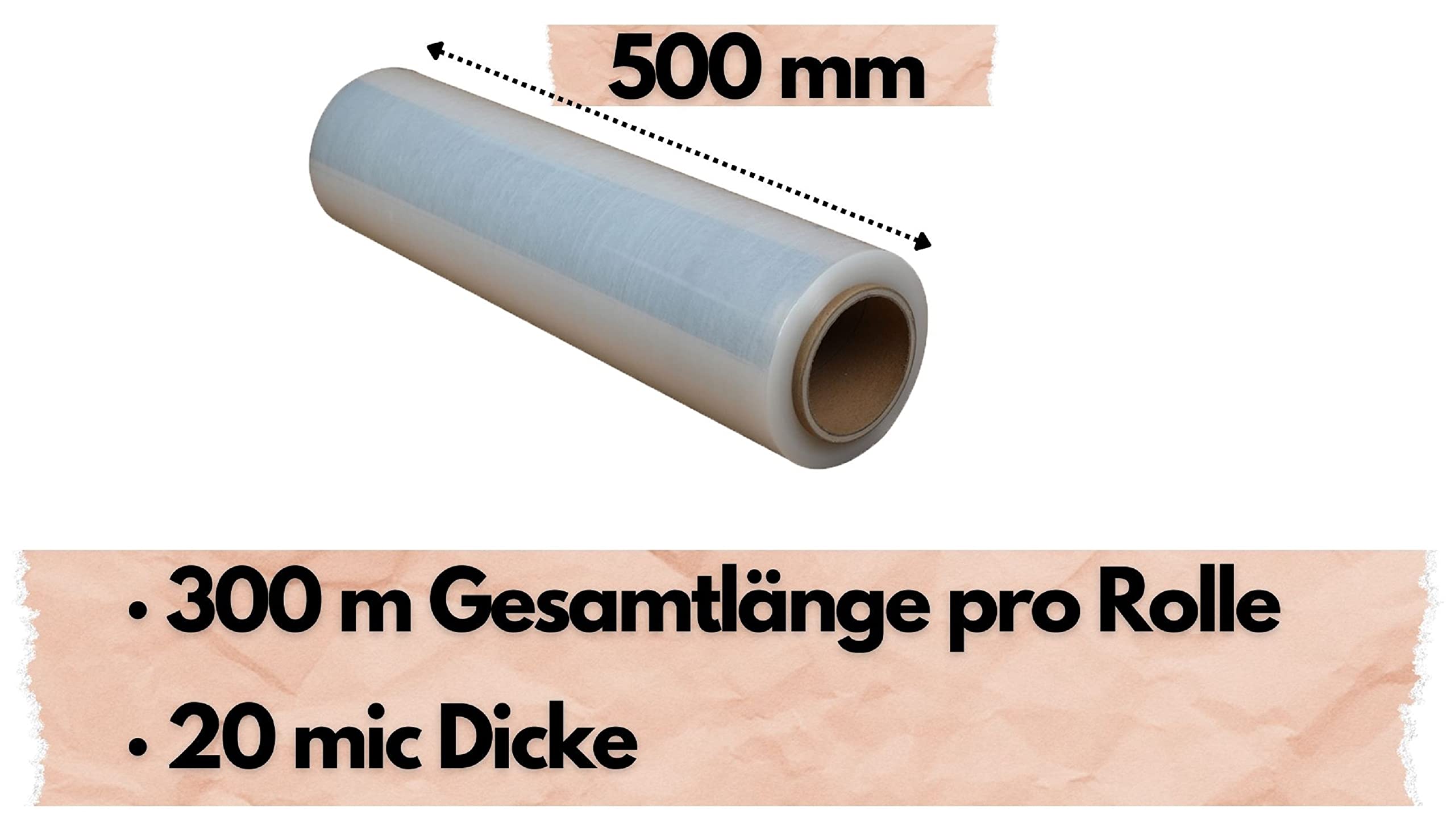 Folia stretch na rolce, 4 sztuki, przezroczysta, 1200 m, folia do pakowania, folia do przewijania, mocna strona przylegająca