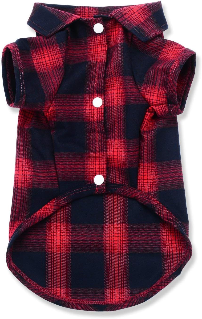 Koneseve Dog Shirt, Pet Plaid Clothes Shirt T-Shirt, Sweater Bottoming Shirt for Small Dog Cat Puppy Grid Adorable Wearing Stylish Cozy Halloween,Christmas Costumes (Red;XS/Extra Small)