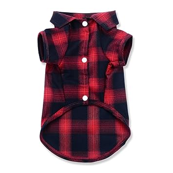 Dog Shirt,Koneseve Pet Plaid Polo Clothes Shirt T-Shirt, Sweater Bottoming Shirt,Cat Puppy Grid Adorable Wearing Cozy Halloween,Christmas Costumes {Red;L/Large}