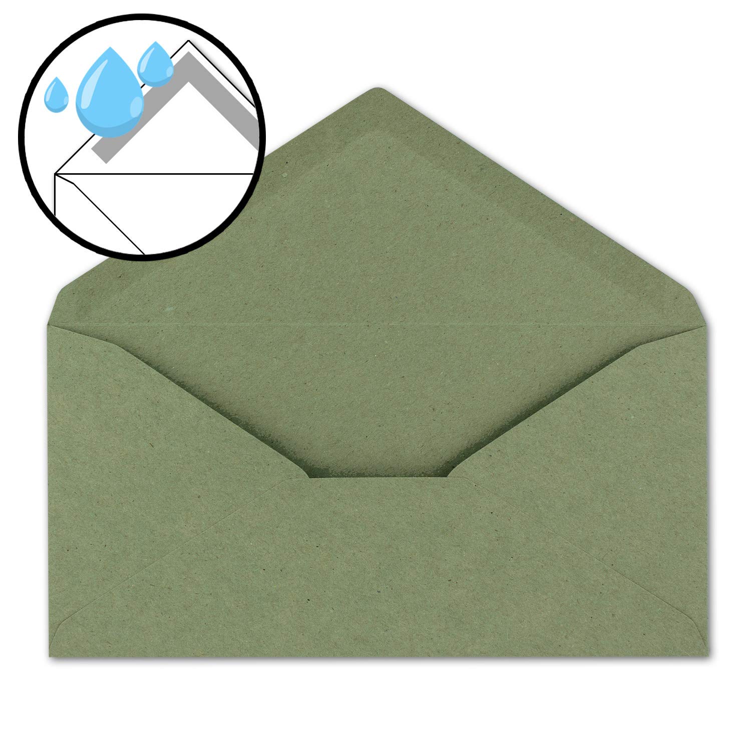 400x Kraftpapier-Umschläge DIN Lang - Grün - Nassklebung 11 x 22 cm - Brief-Umschläge aus Recycling-Papier - Vintage Kuverts von NEUSER PAPIER