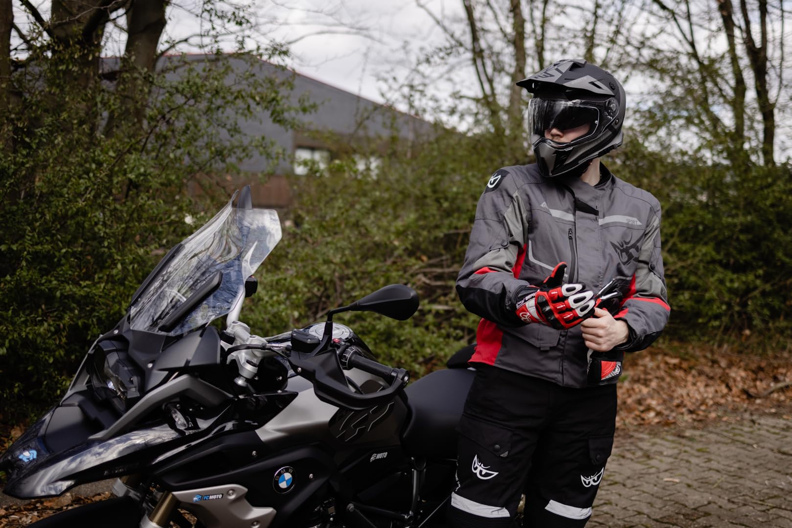 Berik Tourer Wodoodporna kurtka tekstylna motocyklowa, szary/czerwony, 52