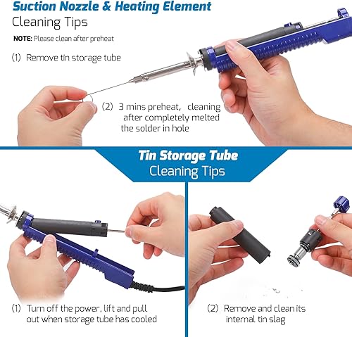 Miniatura 6 de WEP 929D-V - Soldador eléctrico 2 en 1 con 5 boquillas de 0.81.01.20.059 in, kit de herramientas de soldadura con bomba desoldadora incorporada,