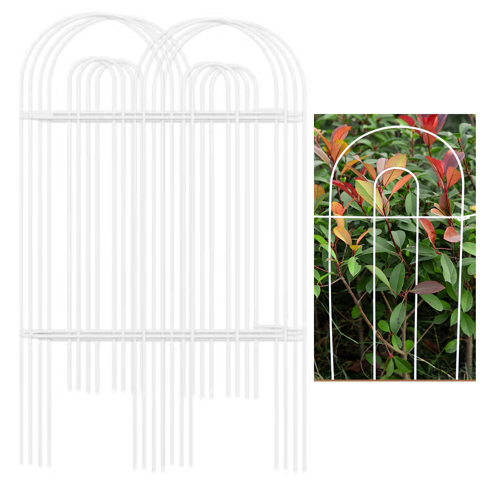 Amagabeli Garden Home-Decorative Garden Fence-Rustproof Iron Landscape Wire Folding Fencing Ornamental Border Edge Section Patio Flower Bed Animal Barrier Outdoor-81 CM(H) x25 CM(W)-14 Panels-White