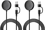 Chargeur de montres sans fil magnétique pour Samsung Galaxy Watch 8/7/6/5/4/3/Fe | USB Câble de charge magnétique sans fil Câble de support de charge rapide avec USB-C & USB-A Double connecteur (1M/3.3FT)
