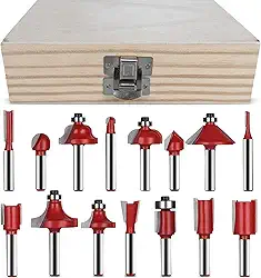 Kit Completo de 15 Fresas para Router de Bancada com Carbeto de Tungstênio, Jogo para Marcenaria Profissional com Broca Reta, Canaleta e V, Corte Preciso em Madeira, MDF e Compensado