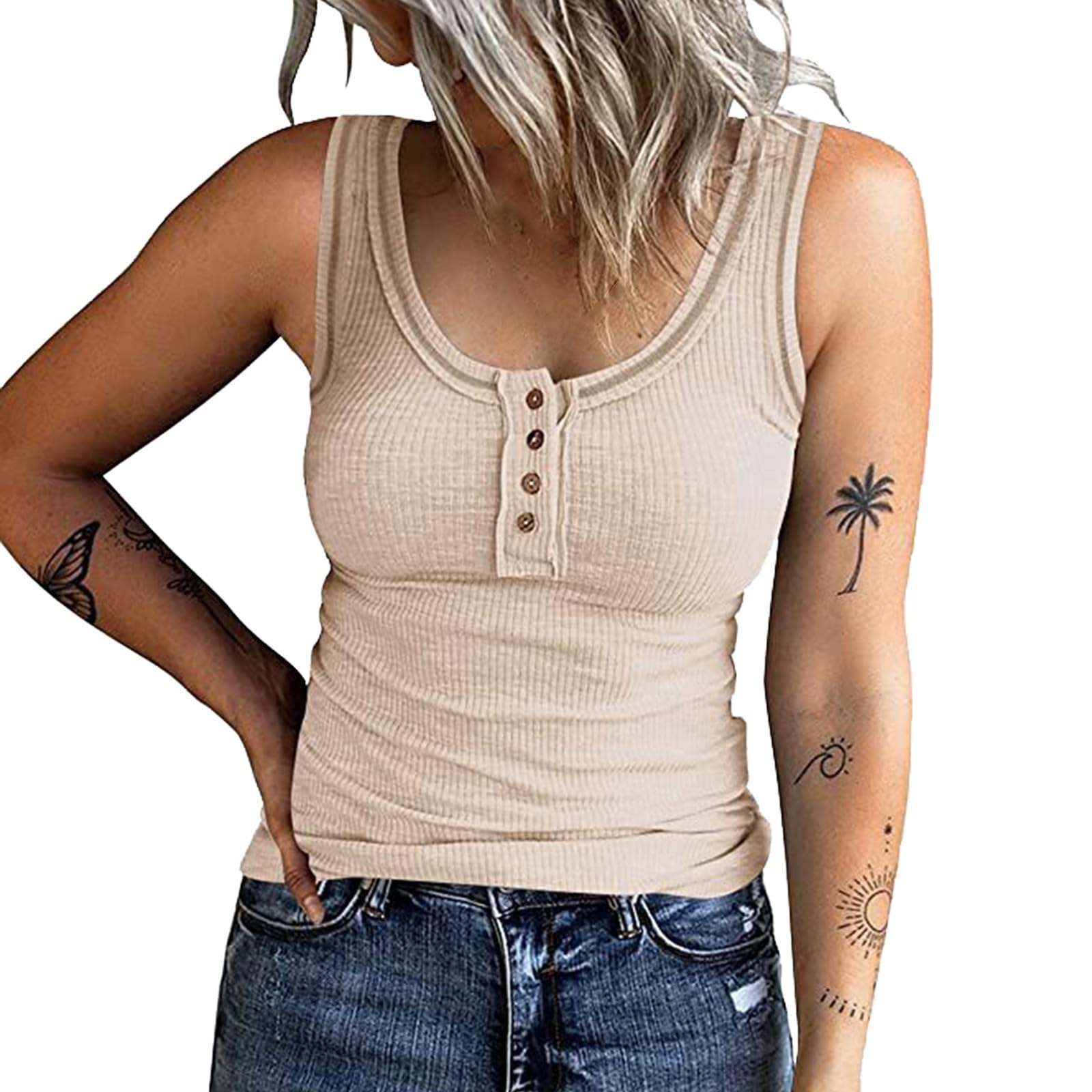 Genérico Top Lentejuelas para mujer, fiesta, tirantes para garganta, pedrería, camisola a la moda, camiseta al aire libre, altas vacaciones, Tanque con cuentas con cuello sin tirantes versátiles