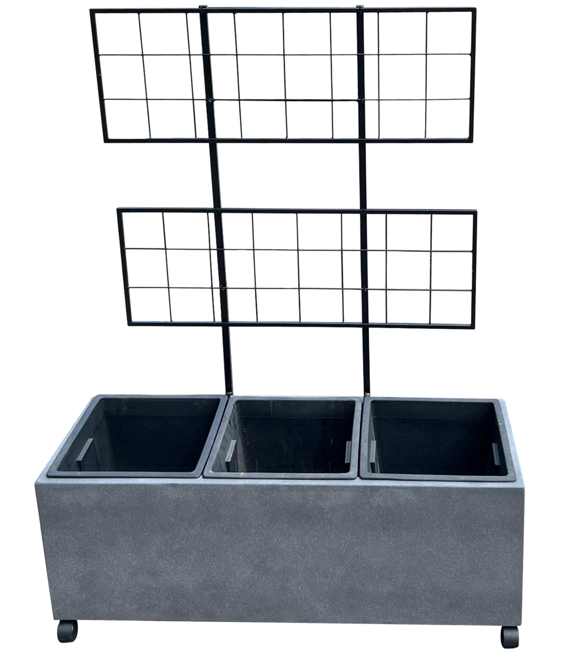 Dehner Spalierkasten Milano, Pflanzkasten  frostbestndig/UV-bestndig/wetterfest, ca. 100 x 130 x 35 cm, inkl. Rollen  / 3 Pflanzeinstzen, Leichtbeton, grau : Amazon.de: Garten