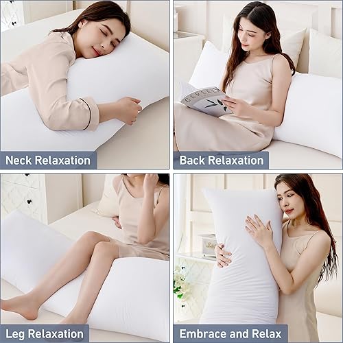 Miniatura 3 de Leeden Almohada de cuerpo completo para adultos, almohada larga firme y esponjosa, almohada transpirable para personas que duermen de lado y soporte