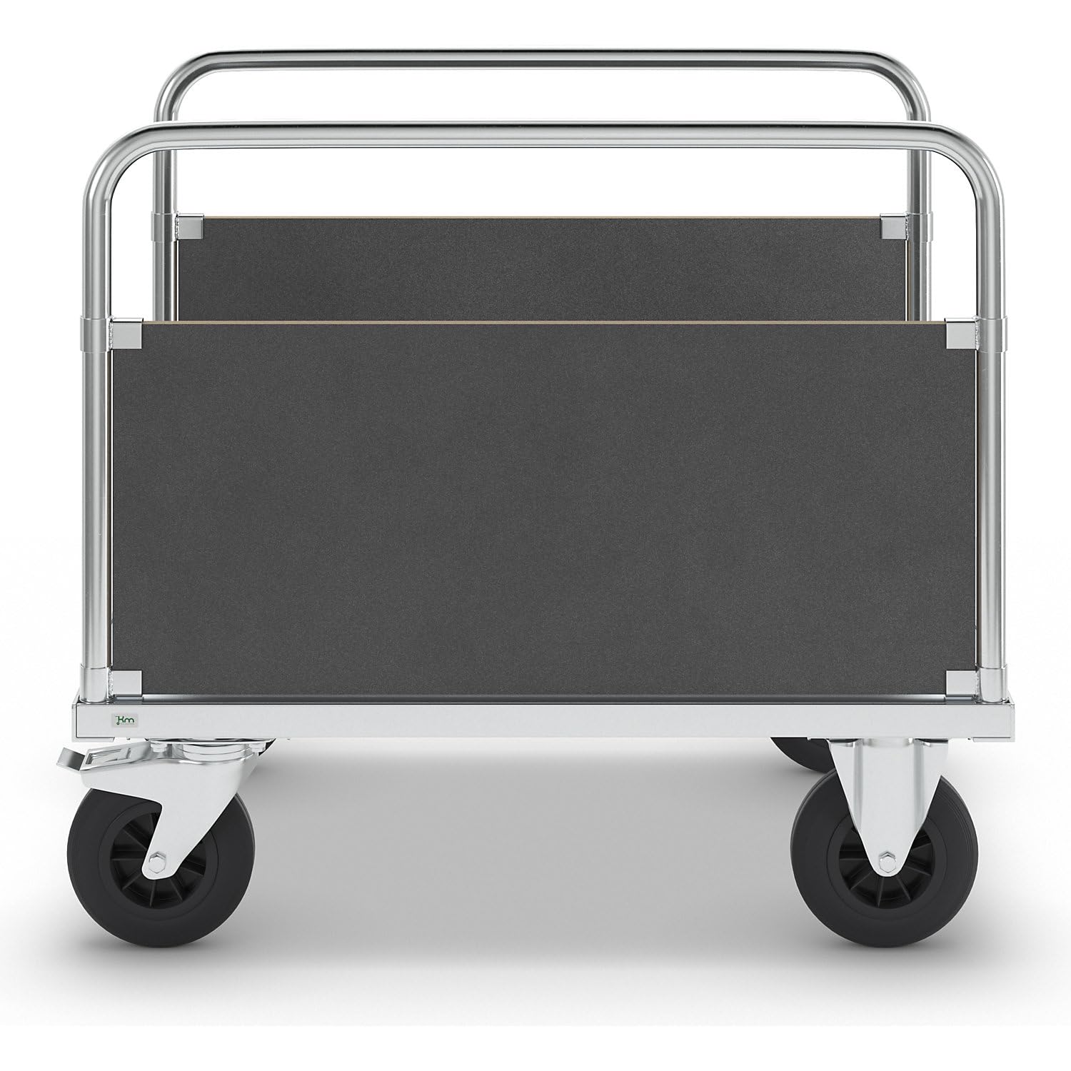 Carrello da trasporto, elettrolitico zincato, pavimento in MDF industriale | stabile parete frontale piattaforma carrello con maniglia