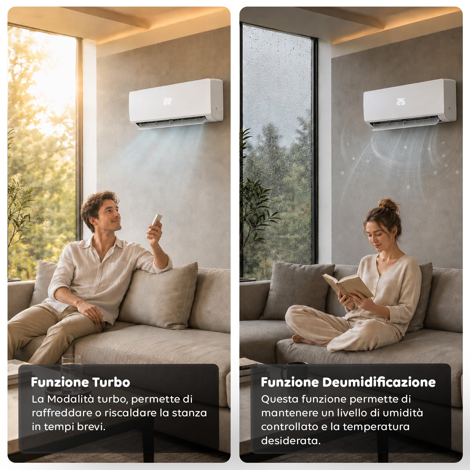 Wintem – Condizionatore 12000 BTU Inverter R32, Wi-Fi, A++/A+, Compressore GREE | Climatizzatore 12000 BTU Fisso, Pompa di Calore, 65 dB(A), Turbo, Sleep, Display LED