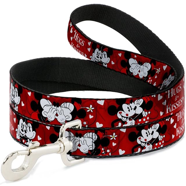 Buckle-Down Hebilla DL-6FT-WDY290-W Correa para Mascotas-Mickey & Minnie Hugs & Kisses Poses Rojo/Blanco