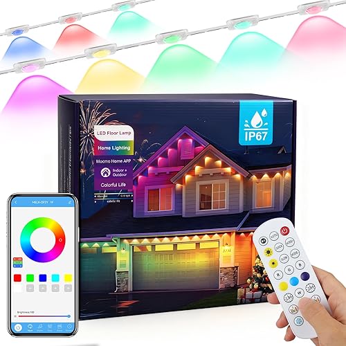 Miniatura 10 de Luces permanentes para exteriores de 147 pies con 54 luces LED inteligentes RGBIC, aplicación/control remoto IP68 impermeable para decoración