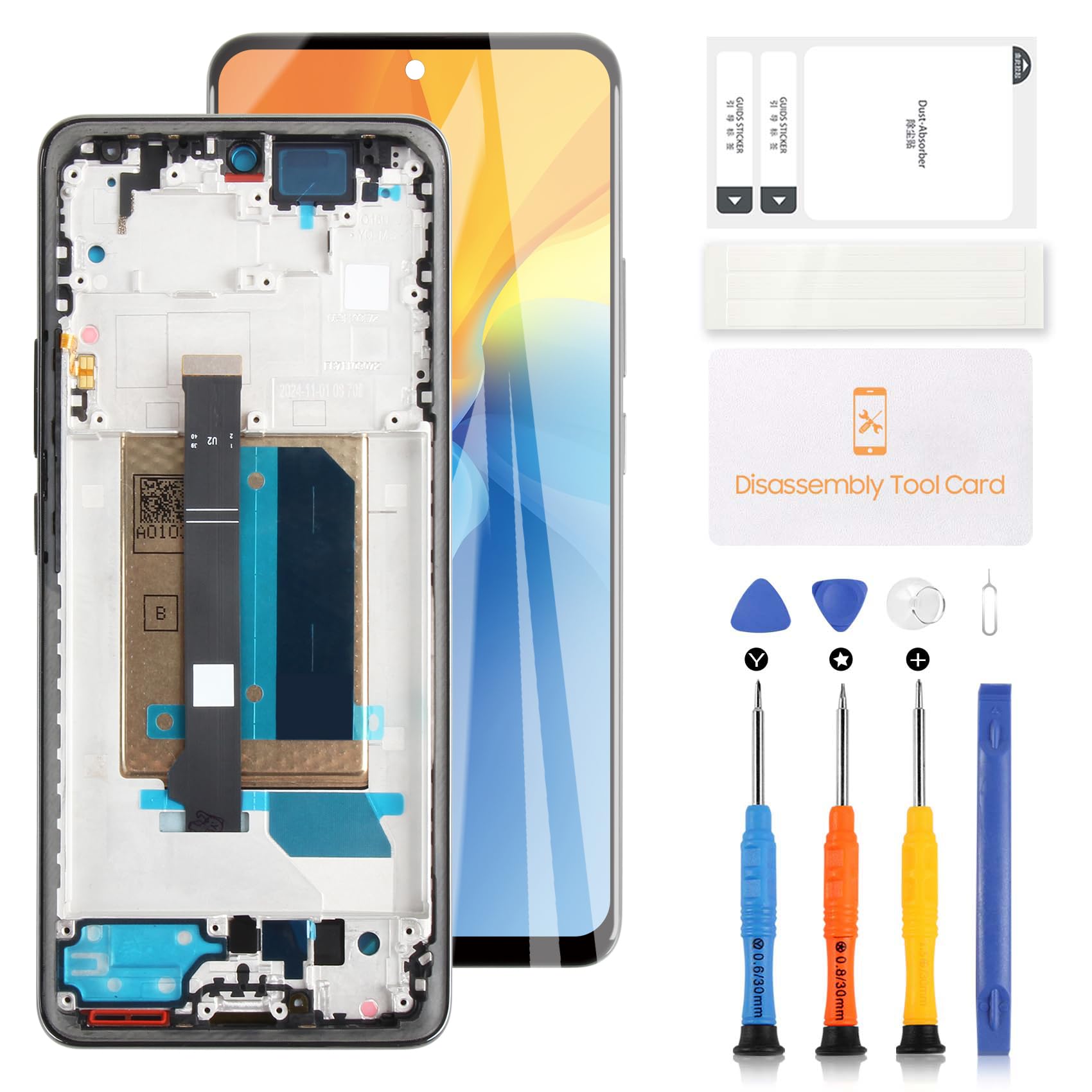 LADYSON INCELL Zamiennik ekranu LCD do Xiaomi Redmi Note 14 Pro Plus 5G 24115RA8EG, zespół digitizera wyświetlacza z fabrycznie zainstalowaną ramą, zestaw klasy technicznej do naprawy uszkodzonego