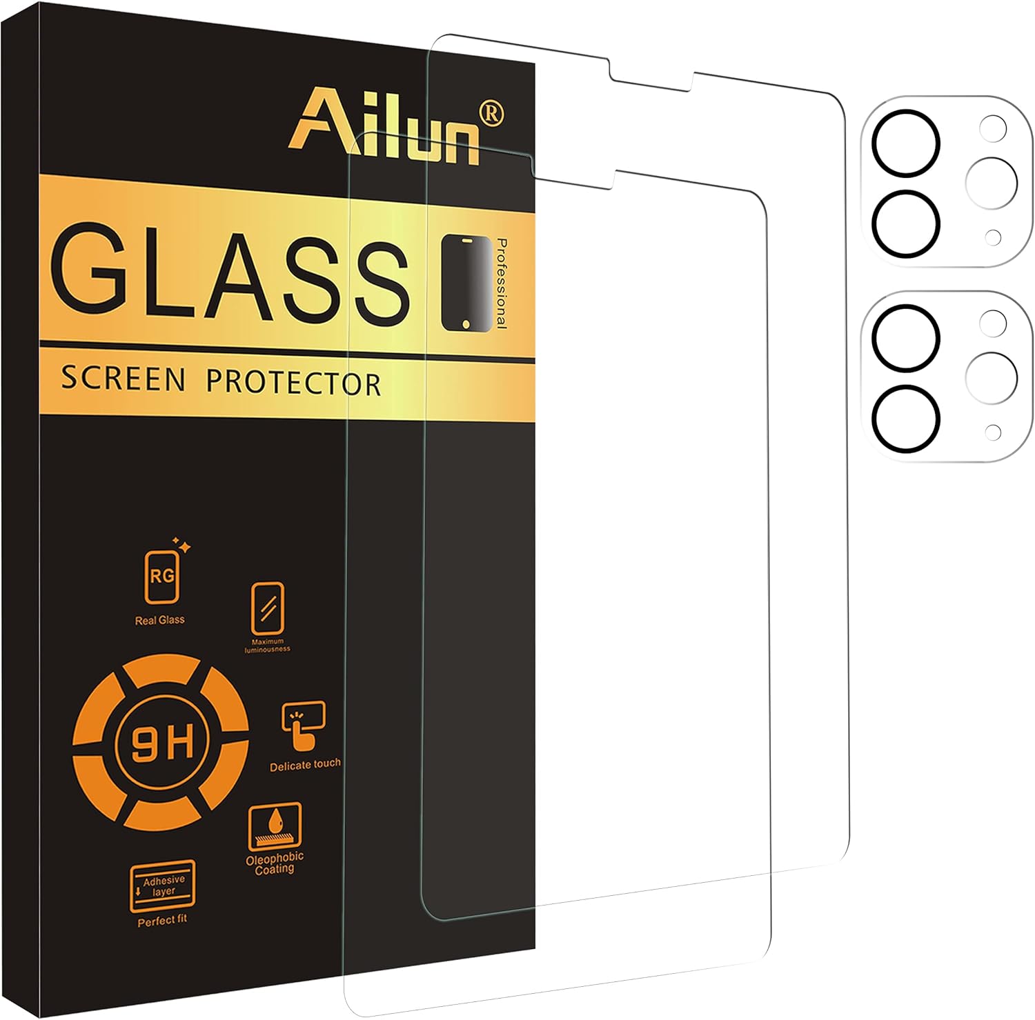 Ailun 2Pack Screen Protector for iPad Pro 2020 & 2021 [12.9 inch] + 2 Pack Camera Lens Protector,Tempered Glass Anti-Scratch Case Friendly