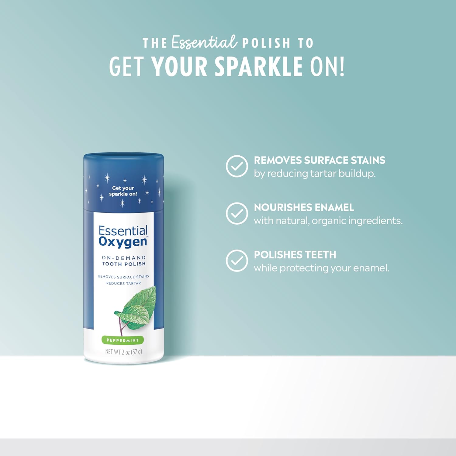 Essential Oxygen BR On-Demand Tooth Polish, Peppermint, White, 2 Ounce, Pack of 2