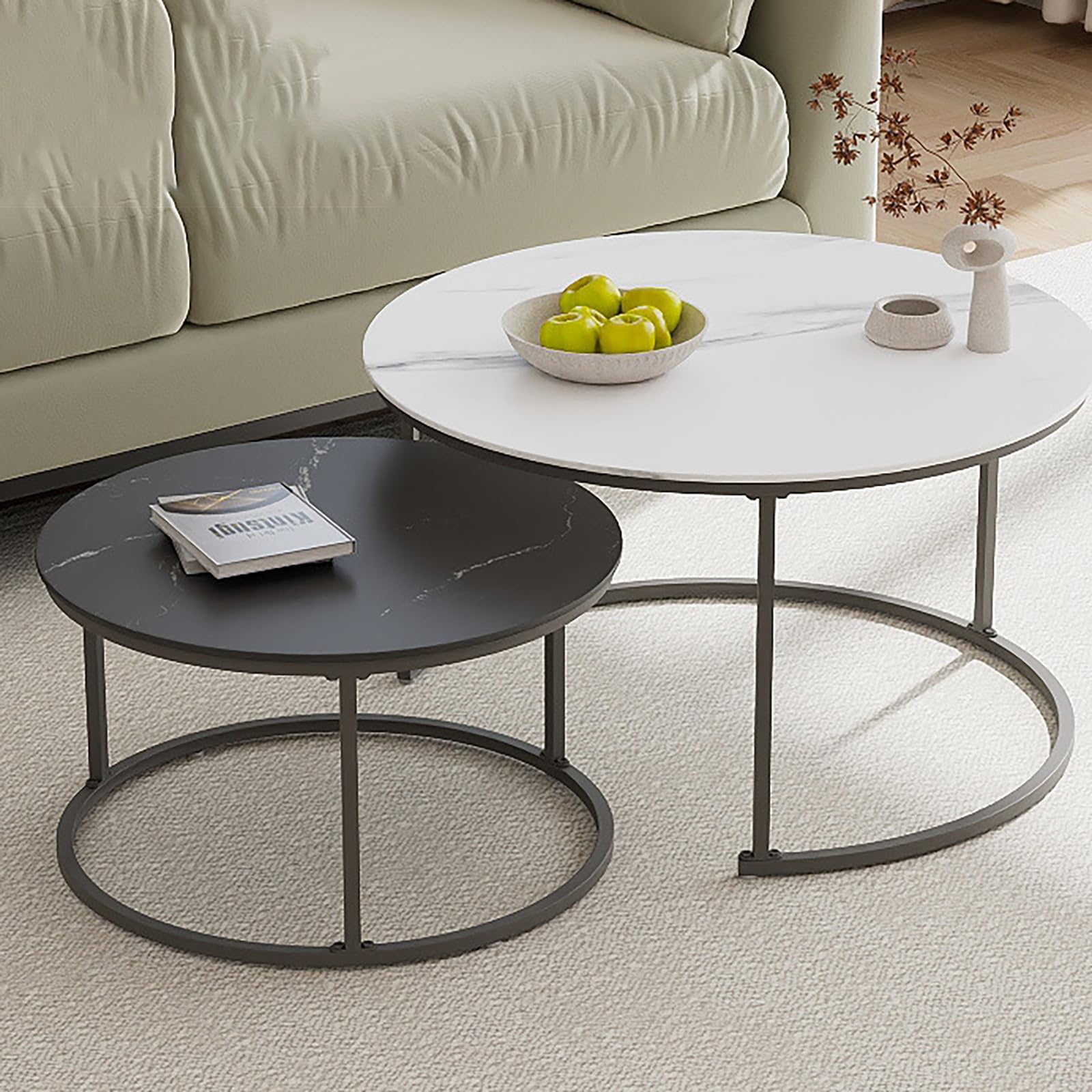 Table basse gigogne au design épuré en verre et métal pour séjour chic