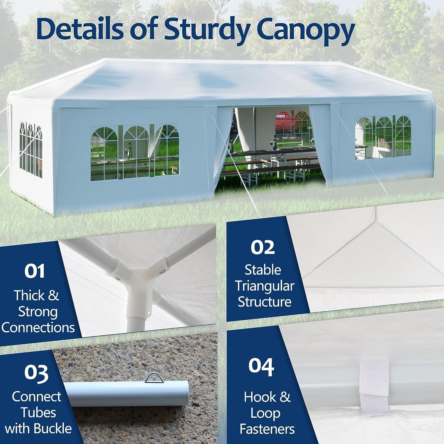Lymvayance10x30 FT Heavy Duty Canopy Tent Outdoor Party Tent, Patio Camping Canopy Tents with Removable Sidewalls, Waterproof Gazebo Shelter for Birthday Parties, Weddings, BBQs & Events (8 Sides)