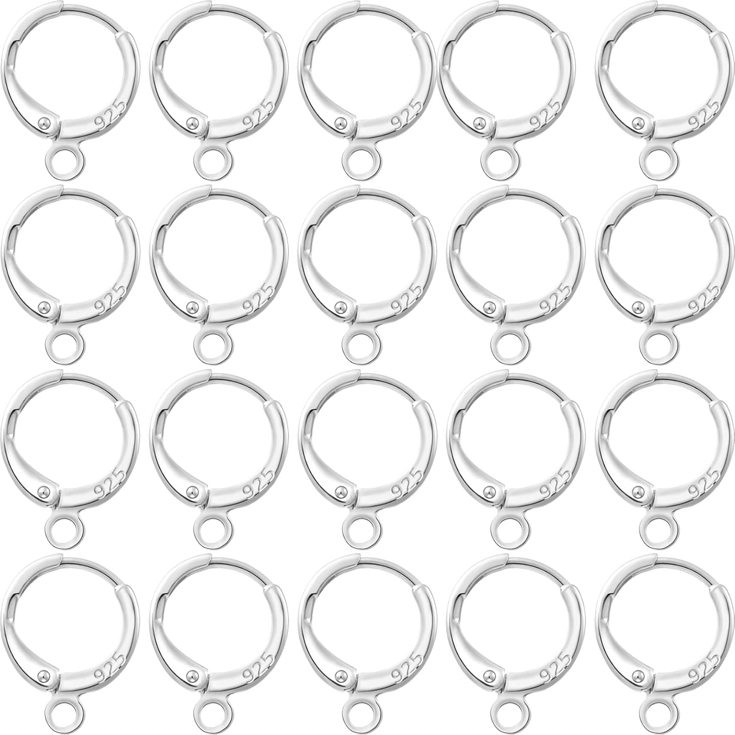 20pcs Hoop Huggie Earring Hooks, Silver Filled Round Leverback Earwire with Loop, French Earrings Findings for Women Jewelry Making, DIY - 10 Pairs