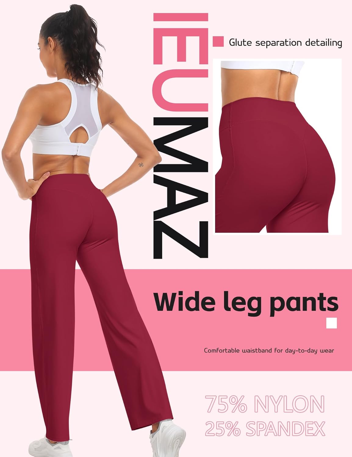 Women Straight Leggings Bottoms High Waist Gym Workout Leggings Stretch Casual Wide Leg Yoga Pants - Image 4