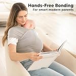 KeaBabies Baby Wrap Carrier, All in 1 Original Baby Carrier (Stone Gray) | Newborn to Toddler Sling, Easy to Wear, Hands Free Bonding, Lightweight, Breathable Infant Wraps