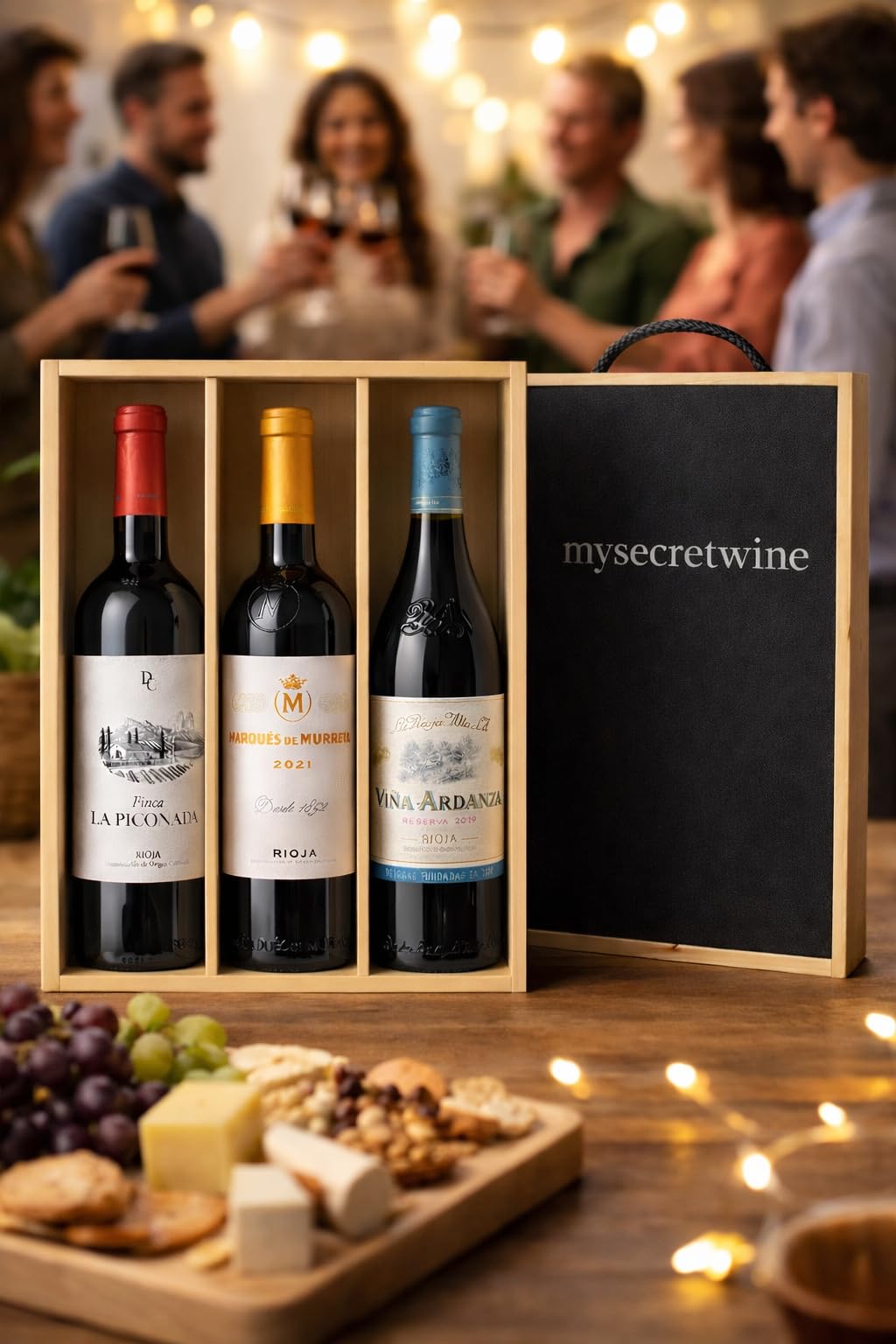 Pack Premium Rioja – 3 Botellas Selección Reserva y Crianza con Caja de Madera | Marqués de Murrieta, Viña Ardanza y Finca La Piconada -Pack Mysecretwine-
