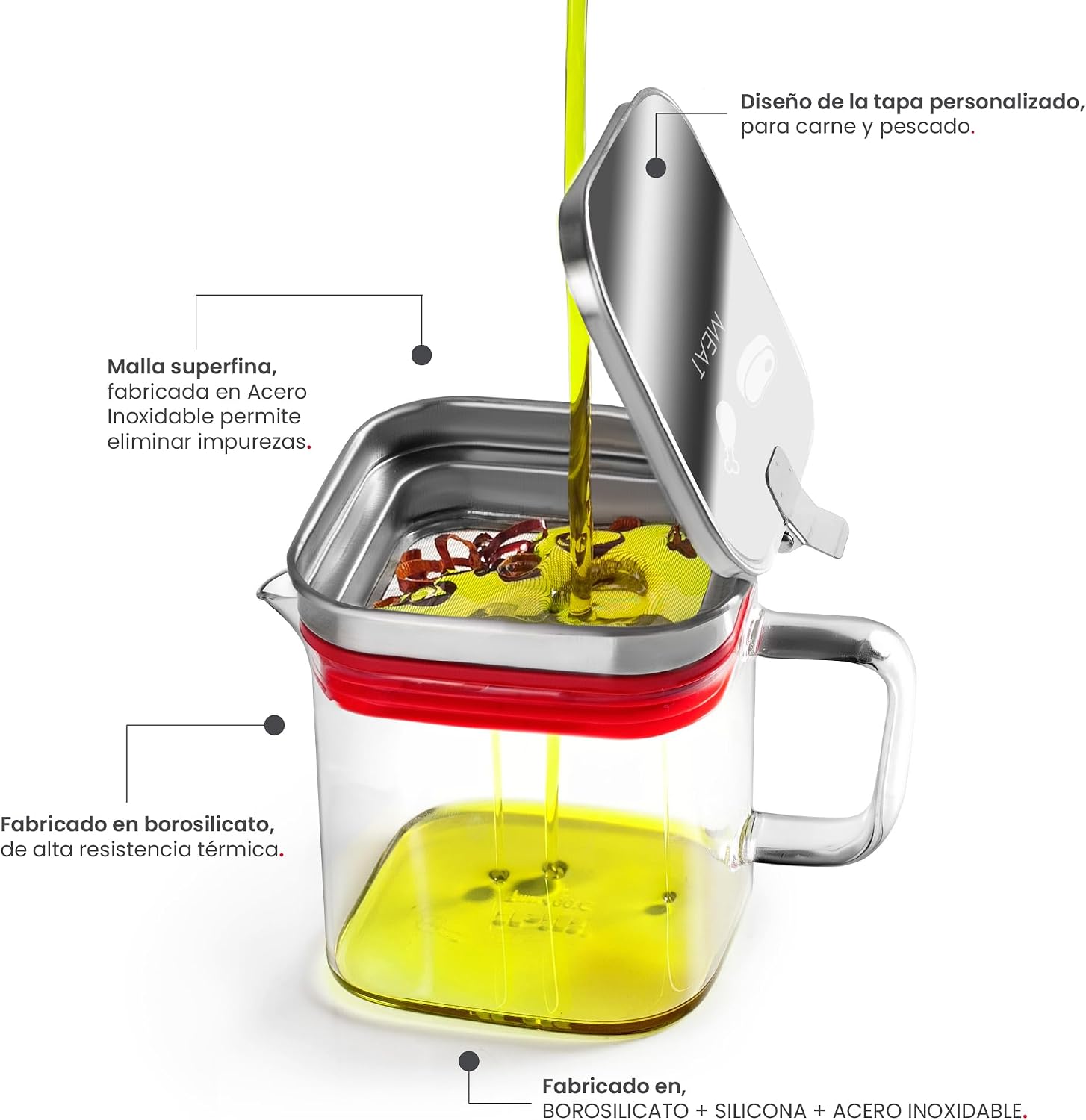IBILI - 743550 - Square Oil Recycling Container for Meat