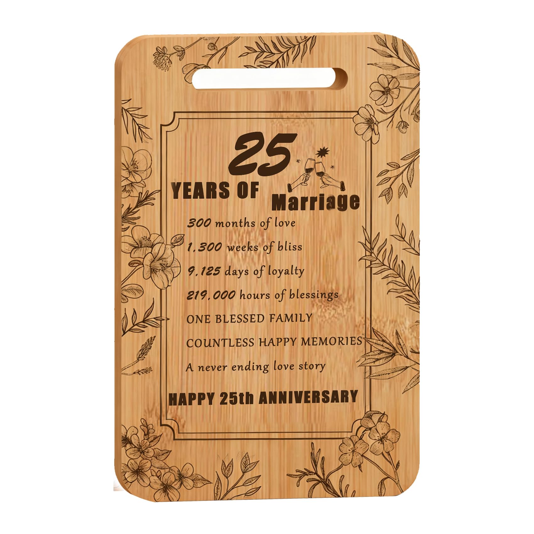 HAFRILY 25th Silver Anniversary Wedding Gifts Special Cutting Board Silver Wedding Gifts for Couple Husband Wife 25th Wedding Anniversary Hand Made for Bread Cheese Board