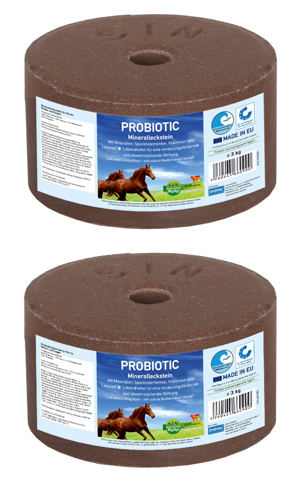 Mineralleckstein Pferd PROBIOTIC Salzleckstein Set 2 x 3kg