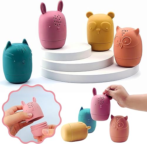 Juguetes de baño para bebés no tóxicos, juguetes de baño de silicona para bebés de 6 a 12 meses, ecológicos, juguetes de bañera para niños pequeños
