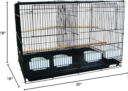 Miniatura 2 de YML Jaulas de cría medianas con divisor, 30 x 18 x 18 pulgadas, color negro