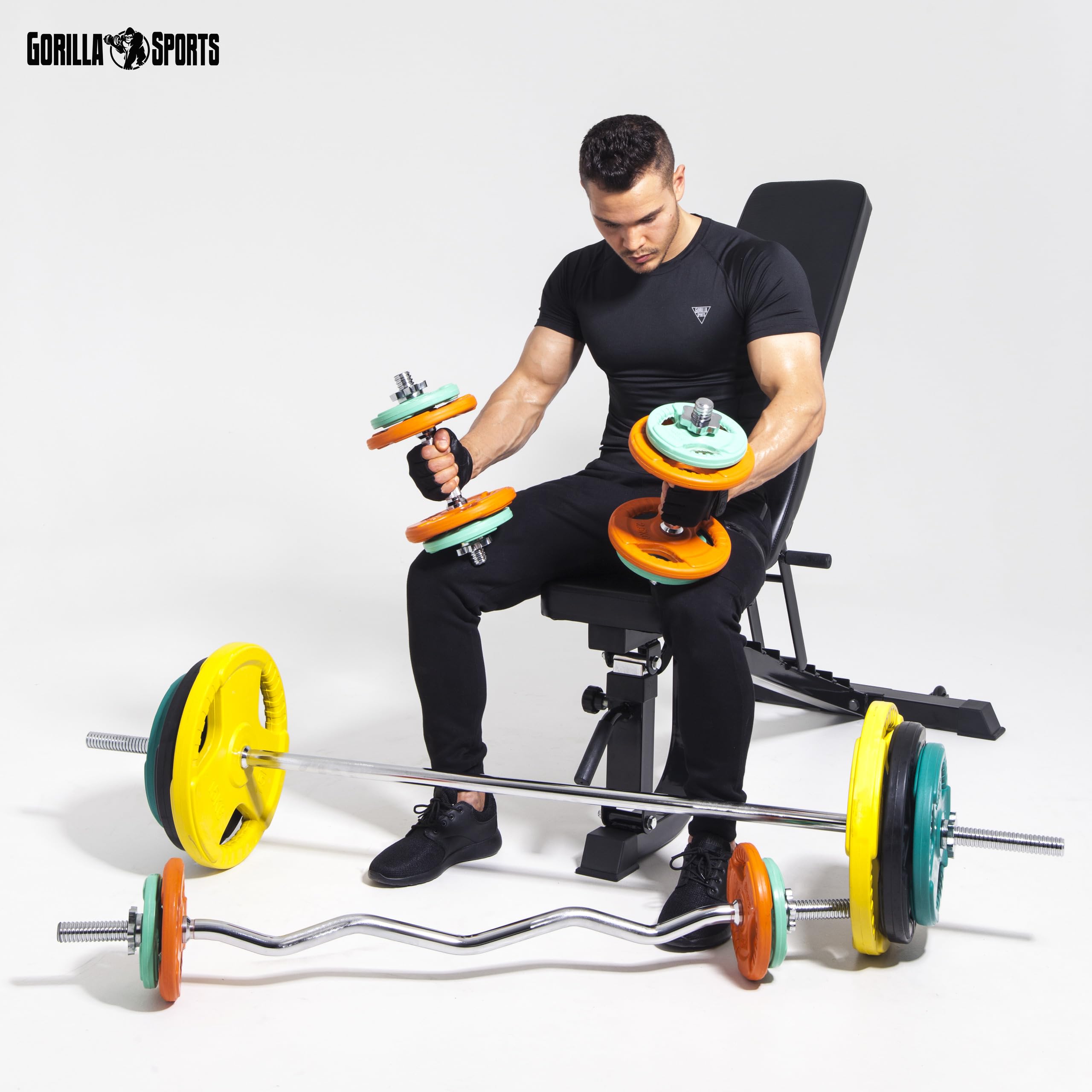 Gorilla Sports® Pesa 50/51 mm Olympia Goma Gripper 1,25 – 25 Kg