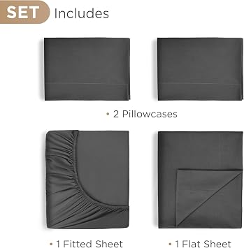 Martex 700 Thread Count Queen Sheet Set, Charcoal