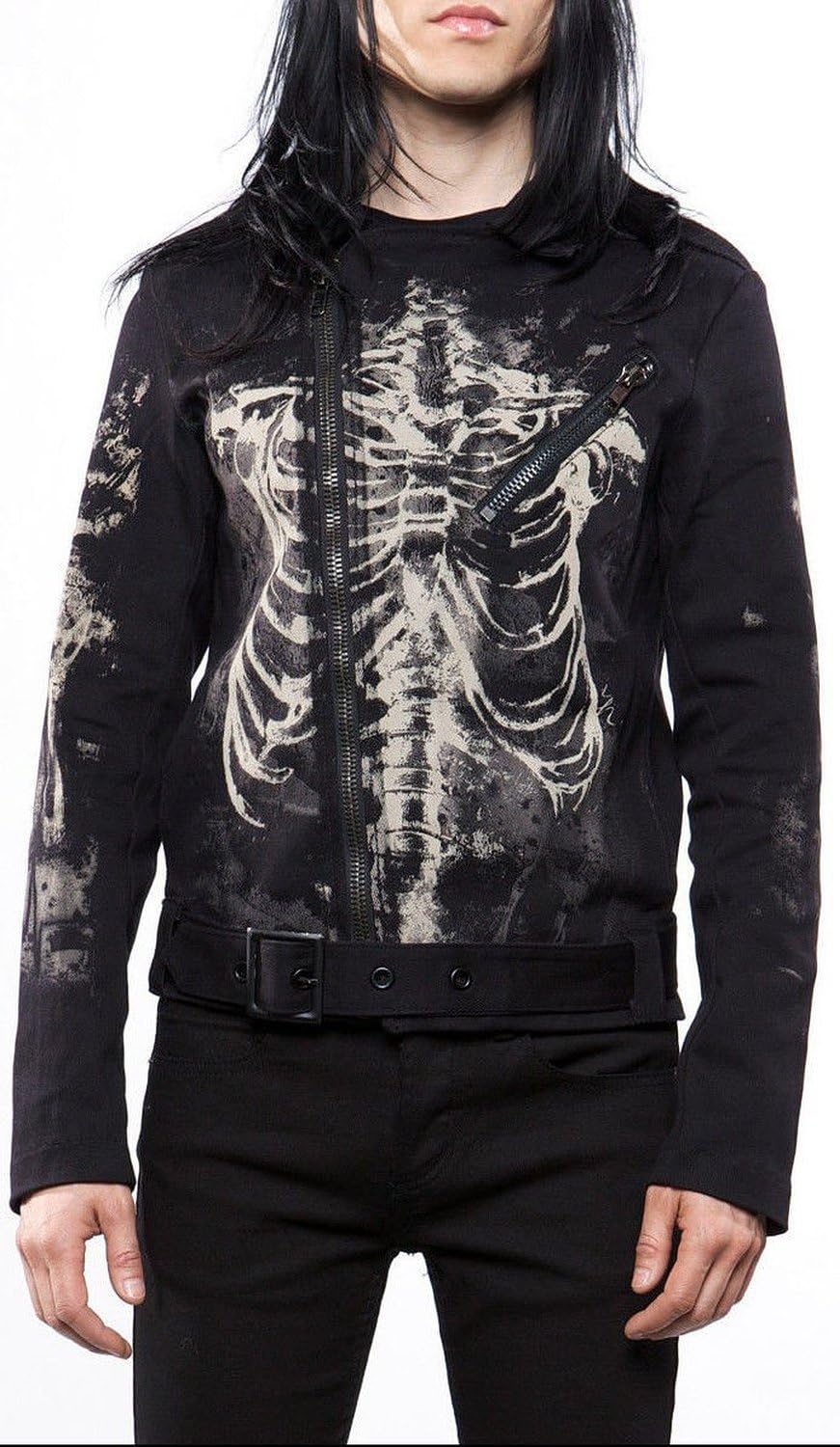 Lip Servive Men's Gothic Biker Motorcycle Skeleton Jacket