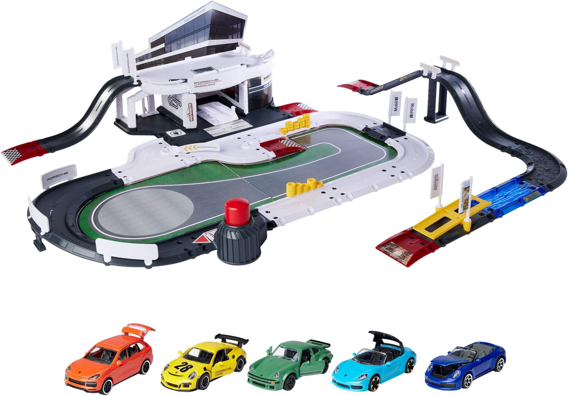 Simba Toys 212050029 Majorette - Porsche Centro de Pruebas Experience Center, incluye 5 Coches, Circuito de Carretera y Todoterreno, para Niños a Partir de 5 Años
