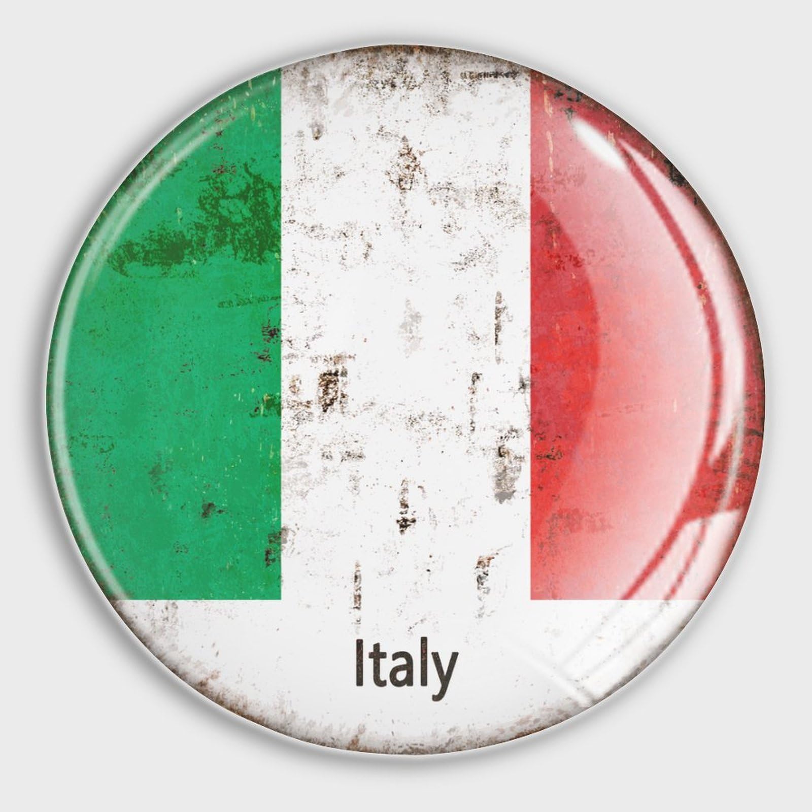 Aimant frigo drapeau italien en verre : lot de 4 magnets pour tableau de bureau