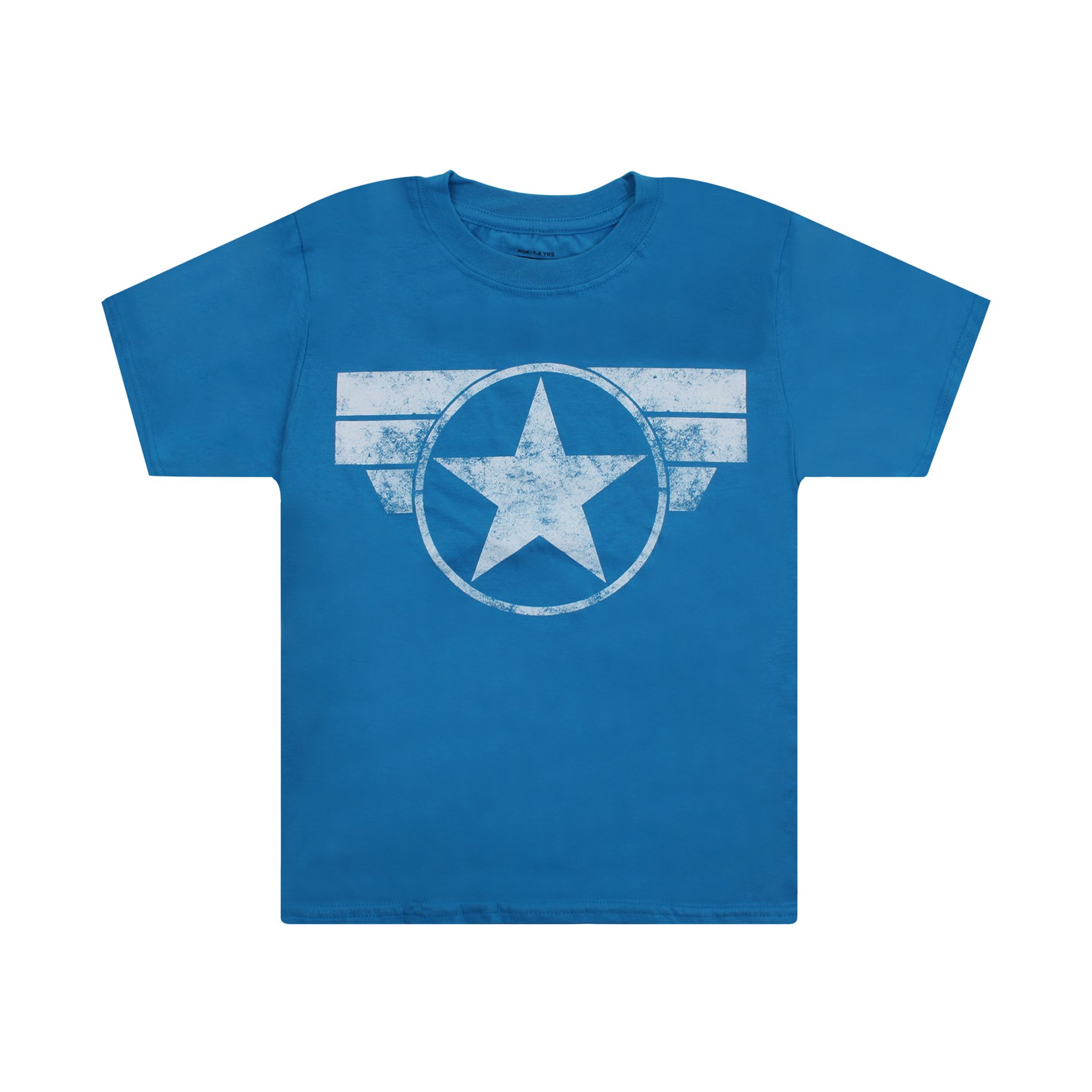 Marvel Boy's Captain America Cap Logo T Shirt, Blue (Sapphire), 9-10 Years UK