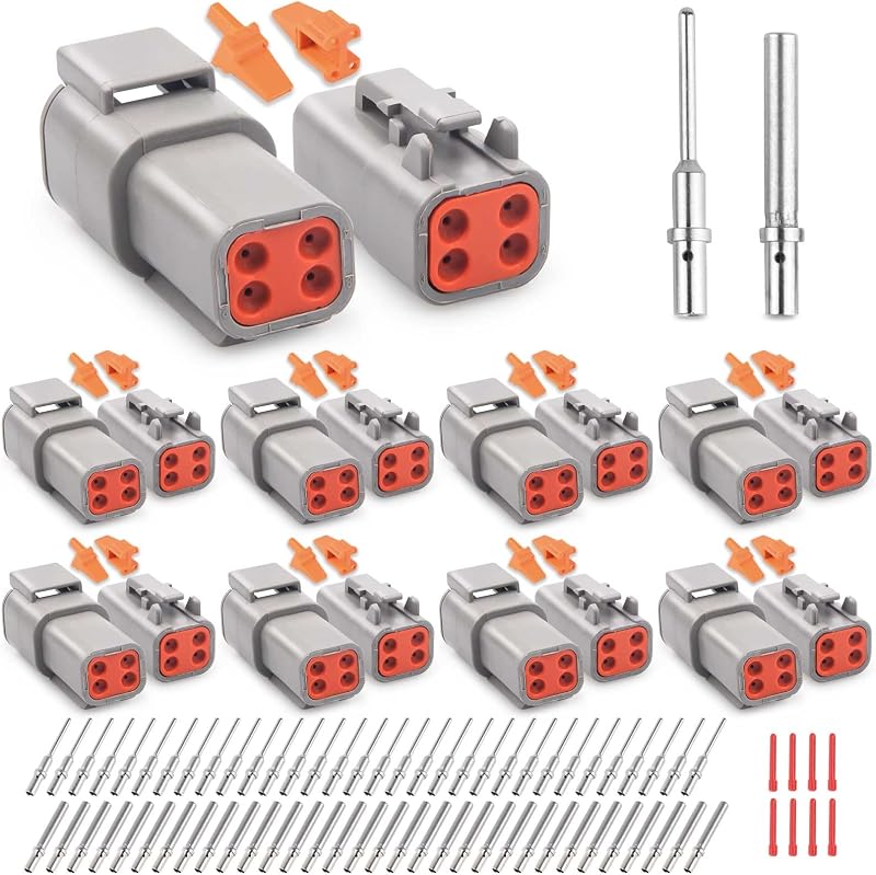 Kit de conectores Deutsch DTM JRready ST6330-401 4 pinos com contatos sólidos – 8 conjuntos
