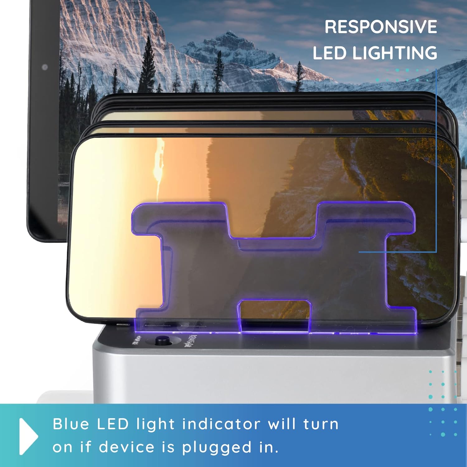 Hercules Tuff Charging Station for Multiple Devices, with 6 USB Fast Ports, Compatible with Cell Phones, Smart Phones, Tablets, and Other Electronics (Silver) : Cell Phones & Accessories