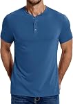 COOFANDY Henley Chemises coton manches courtes T-Shirt casual Bouton Henley Basic T Shirts pour homme