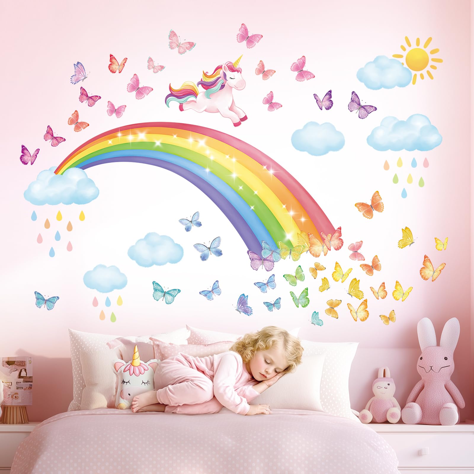 Amazon.co.jp: DECOWALL SG2-2309 虹とユニコーン ウォール ステッカー
