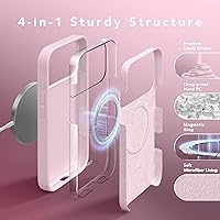 Vista 1548 de GONEZ Funda de silicona para iPhone 15 Pro Max, compatible con Magsafe, protector de cámara + protector de pantalla, forro de microfibra suave Negro