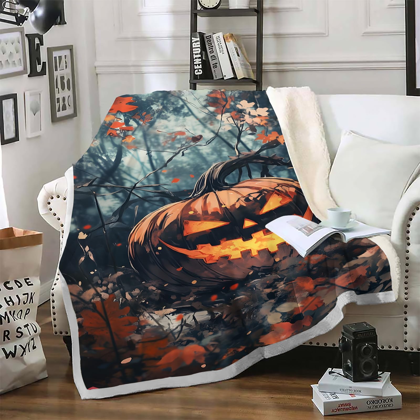 Couverture Polaire Sherpa Halloween idée cadeau plaid canapé imprimé