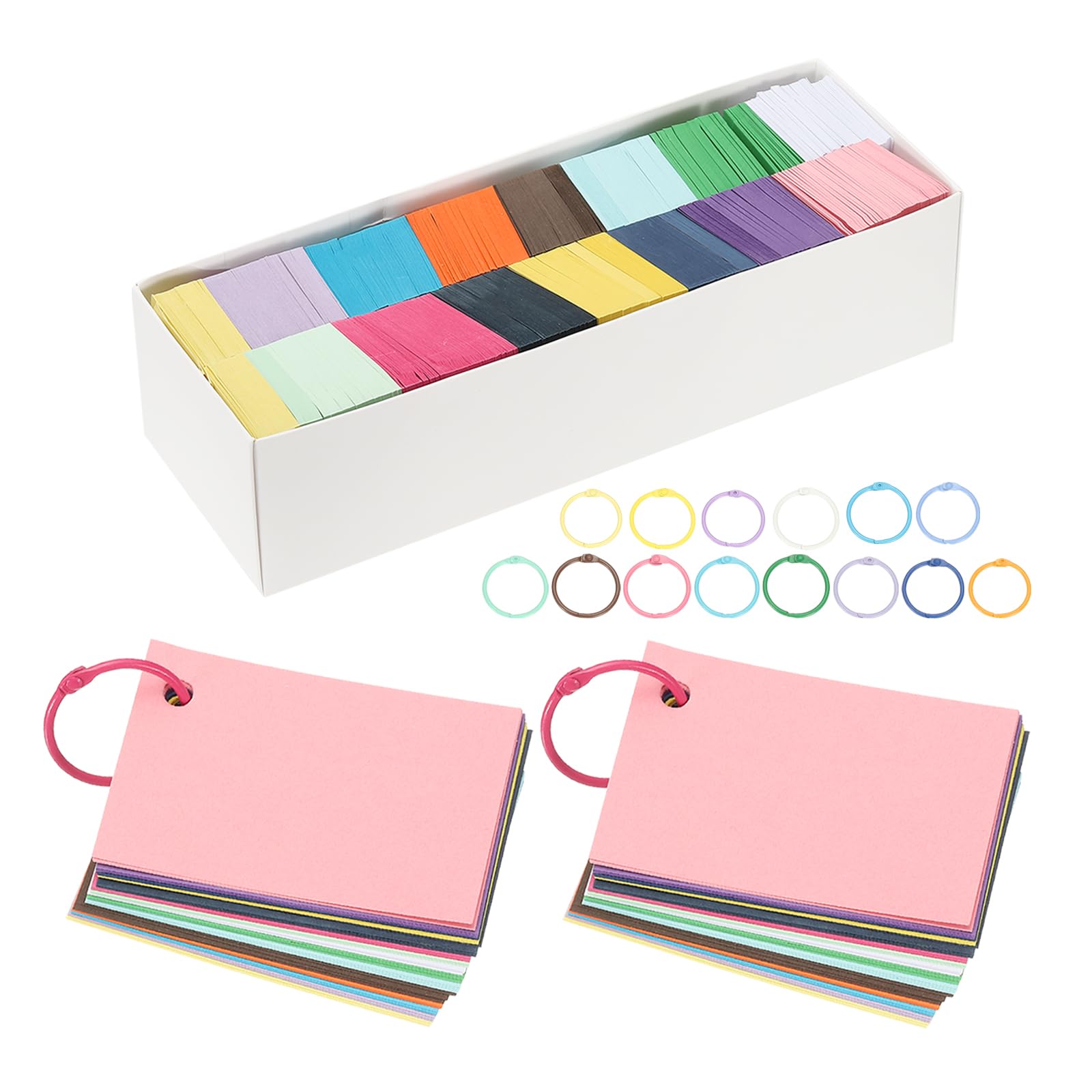 PATIKIL Biglietti da Visita in Carta Colorata 3"x2", 3000Pz Piccole Carte Flash Indice 30 Anelli Cartoncini Colorati Carta di Messaggio Studio Note per Artigianato Fai da Te, Multicolore